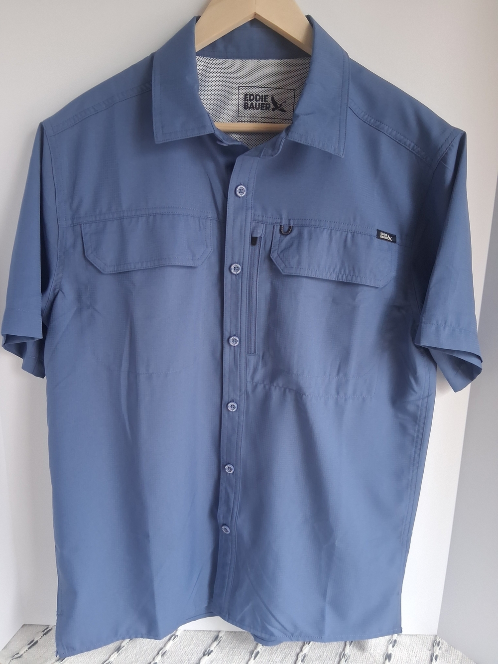 Eddie Bauer Slate Blue Short-Sleeve Button-Up Shirt NWT
